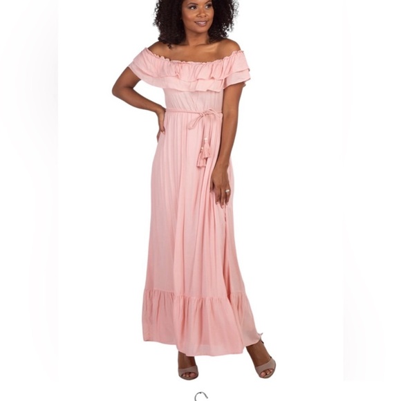 Dress Day Dresses & Skirts - NWT Dress Day Elegant Off-Shoulder Pink Maxi Dress